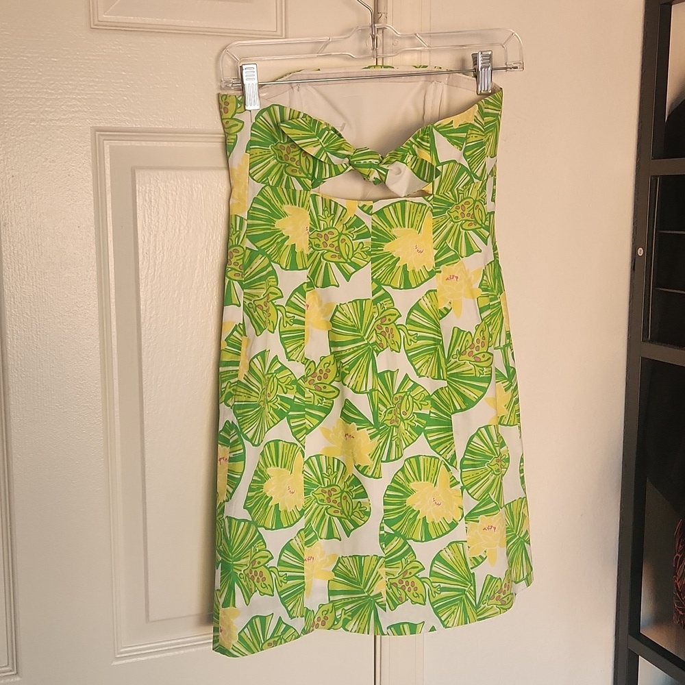 Lily Pulitzer Green Floral Strapless Mini Dress Size 0